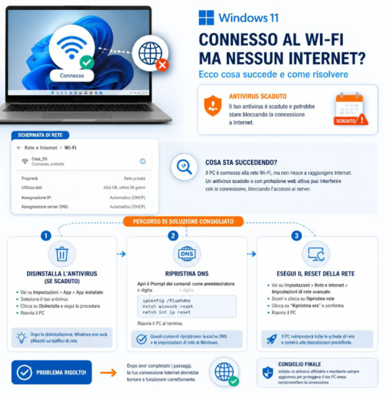 Windows 11, Wi-Fi connesso ma 